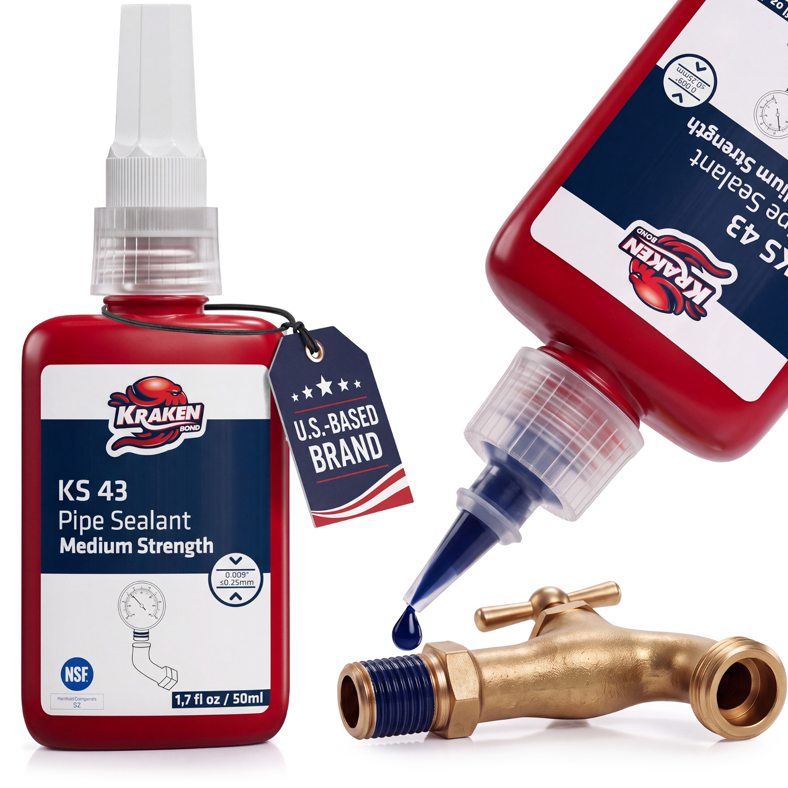 Kraken Bond Pipe Thread Sealant Medium Strength KS 43 (1.7 oz / 50 ml) - 1 Pack