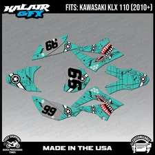 Graphics Kit for Kawasaki KLX110 KLX110R/RL (2010-2024) PREDATOR-teal