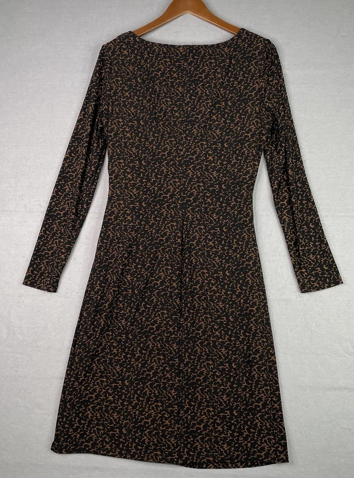 Lauren Ralph Lauren Animal Print Dress Womens Size 12 Faux Wrap Midi Slinky - Image 3 of 4