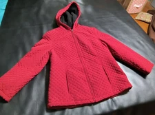 Braetan Jacket Womens L Red Hooded Quilted Coat Zip Pockets Soft Comfort