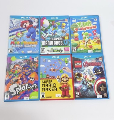 Wii U Games Bundle Super Mario Bro's Maker Tennis Yoshi's World Avenger Splatoon