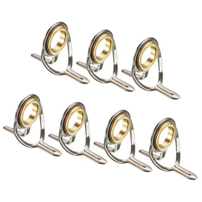 6.7mm fishing rod guide repair kit, 7pcs iron eyelet, gold