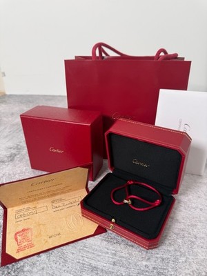 Cartier Trinity Cord Bracelet 18K Tri-Color Gold Full Set Box COA Red Cord