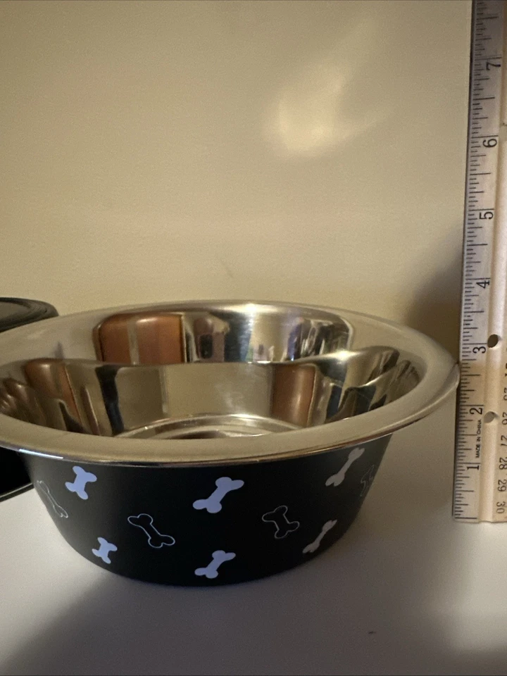 2 cuencos grandes de acero inoxidable para perros antideslizantes platos de alimentación para mascotas de alta resistencia 48 oz nuevos Foto 4 de 4