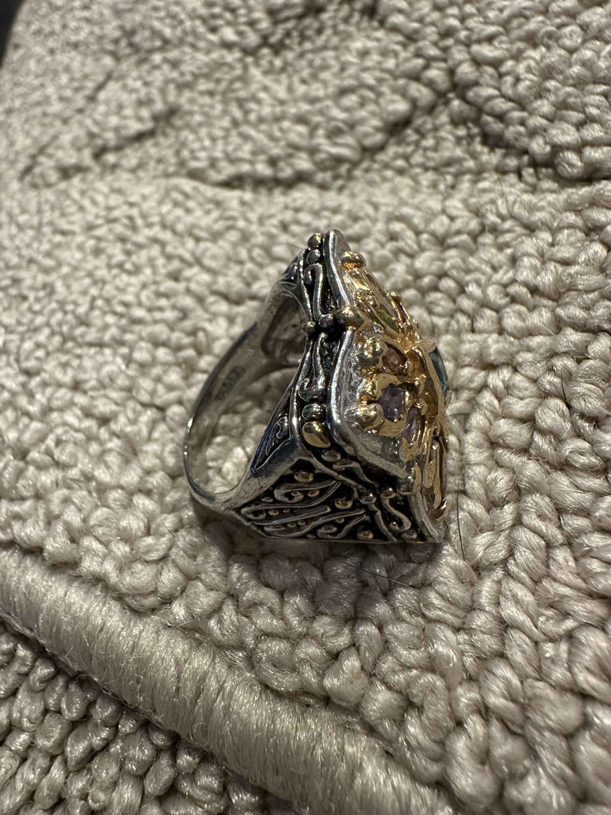 Large Statement Multi Colored Crystals 18 Kt GF C… - image 5