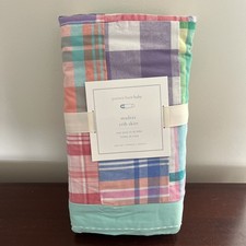 Pottery Barn Kids Baby Organic Plaid Patchwork Madras Crib Skirt Pink 16  Drop