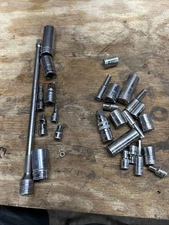 Snap On Tools Blue Point Mixed Lot Of Sockets And Extensions 1/4” And 3/8” Drive