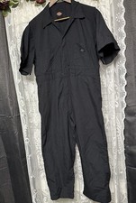 Dickies Black Short Sleeve Coveralls 23  P2P 22  Inseam Workwear Jumpsuit