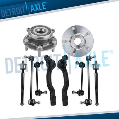 10pc Front Wheel Hub Bearings + Tie Rods + Sway Bars Kit for 2014-2017 Mazda 6