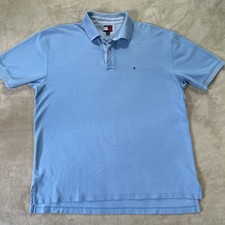 Tommy Hilfiger Polo Shirt Mens XL Blue Reg Fit Stretch Embroidered Logo