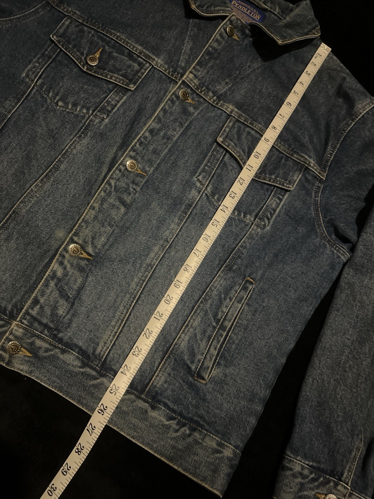 Vintage Pendleton Aztec Denim Jacket  Wool Wester… - image 9