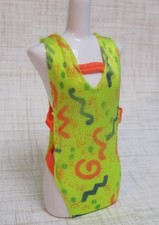 VTG Kira barbie Doll 1990 Swimsuit Hawaiian fun Abstract Yellow-GEOMETRIC PRINT
