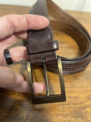 Mezlan Womens Dark Brown Braided Leather Belt MEZLAN Belt 4929 Brown Leather Woven Inlay Braid Made in  main image 4