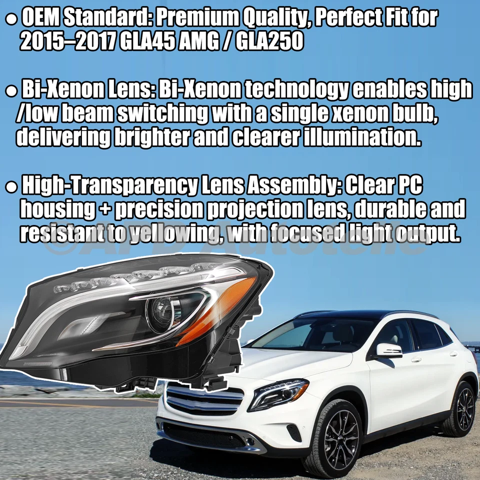 Faro xenón derecho 1569063600 para Mercedes Benz GLA45 AMG GLA250 2015-17 Foto 2 de 4