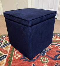 Plush Storage Cube Ottoman - 15 x 15 x 15" in Dark Blue - Target Room Essentials