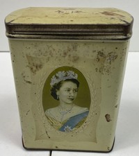 Vintage Royal Commemorative Tin Queen Elizabeth II Prince Philip 1950s England