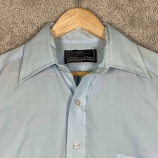 Vintage 70s Sears Dagger Shirt Mens 15-35 Light Blue Disco Perma-Prest Button Up