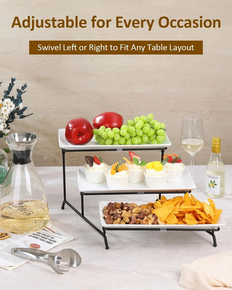 3 Tier Serving Trays for Party, Porcelain Serving Platters and Trays, 12 Inch... - Image 4 of 4