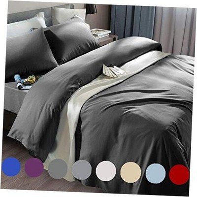  Bed Sheet Set Super Soft Microfiber 1800 Thread Count Luxury Queen Dark Grey