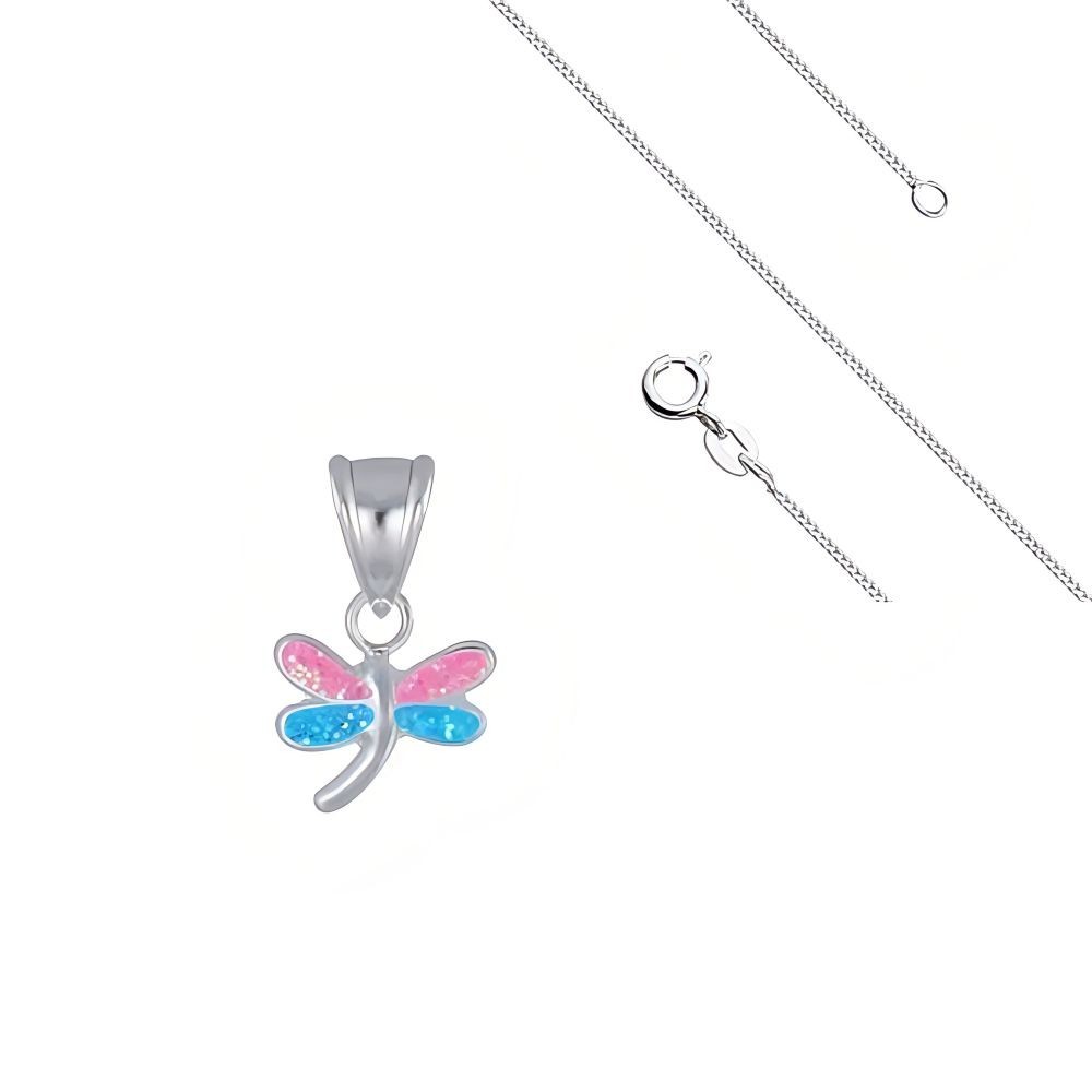 Collier enfant libellule argent 925 coloré : cadeau anniversaire