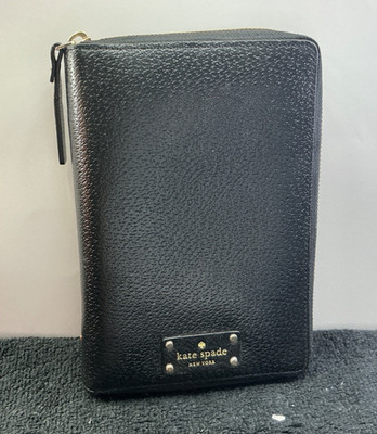 kate spade new york Black Leather Zip-Around 6-Ring Planner Organizer Binder