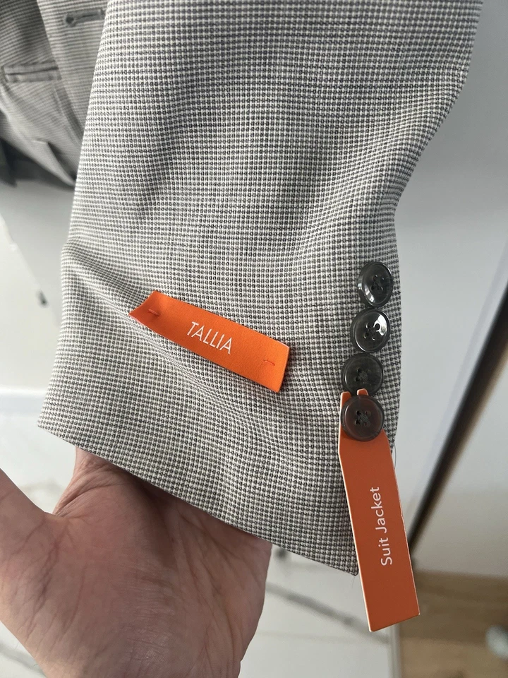 Tallia Mens Wool Suit 2 Piece Size 38R Jacket 30X32 Pants New Light Gray $600 - Image 4 of 4