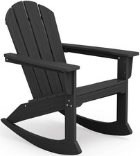 Outdoor HDPE Adirondack Rocking Chair, All-Weather, Black