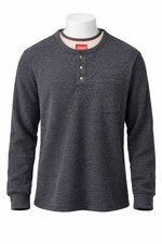 Coleman Mens XL Henley Thermal Pullover Shirt Sherpa Lined Gray Outdoor