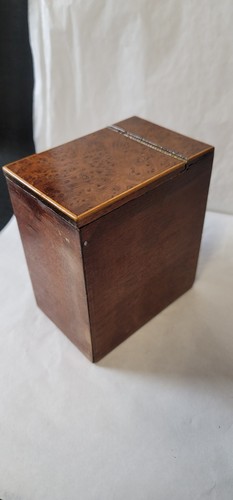 Antique Burl Wood English Tea Caddy Box - Picture 15 of 18