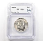 1949-S Franklin Half Dollar Planchet Flaw MS65 ICG *6237