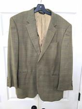 Jos. A. Bank Gray Plaid Silk/Wool Sport Coat 44R 2-Button Notch Single