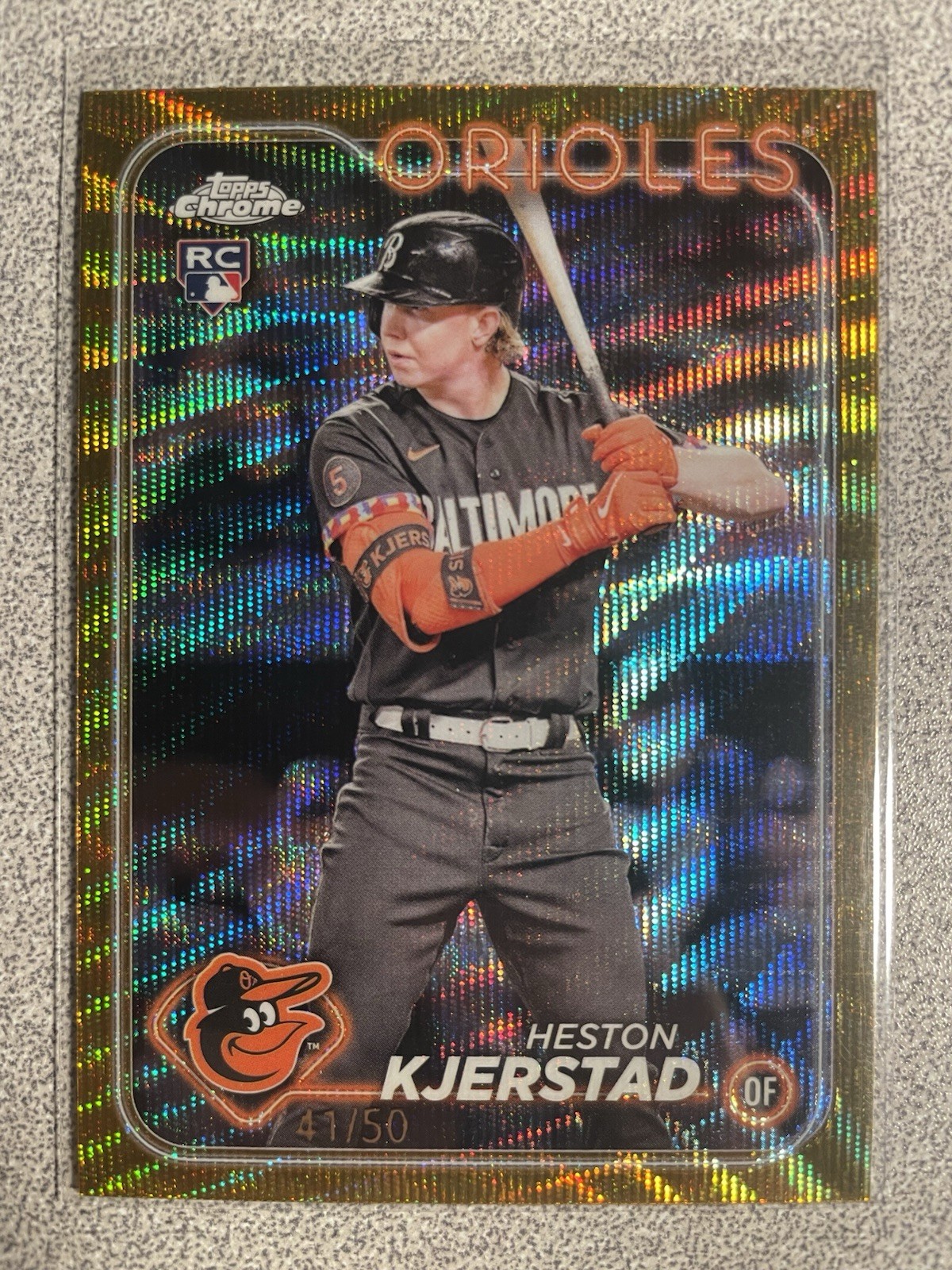 2024 Topps Chrome Gold Wave Refractor 41/50 Heston Kjerstad #142 RC Orioles