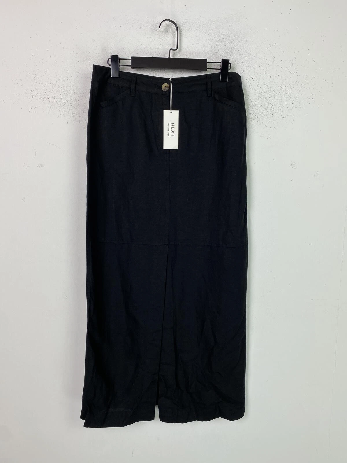 Next Black Linen Blend Midi Skirt Front Slit Detail UK 12 NEW
Opens in a new window or tab