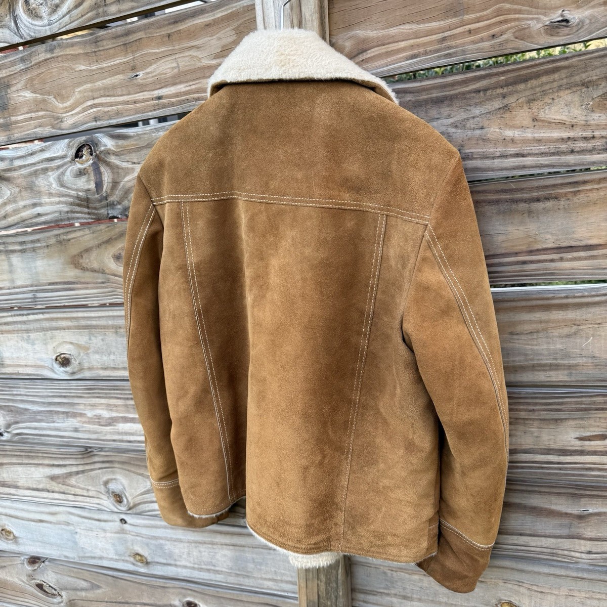 VTG JC Penney Rancher Jacket Men's 40 Brown Suede Shearling Lined