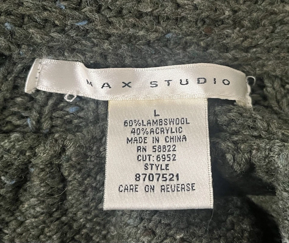 Cárdigan Suéter De Colección Años 90 Max Studio Verde Boho Lana de Cordero Grueso Tejido Para Mujer’s L Foto 4 de 4