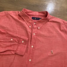 Polo Ralph Lauren Shirt Mens 4XB Chambray Oxford Button Down Casual Red Pink Big