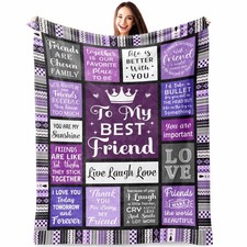 Best Friend Birthday Gifts for Women, 60"x50", Purple-friend 