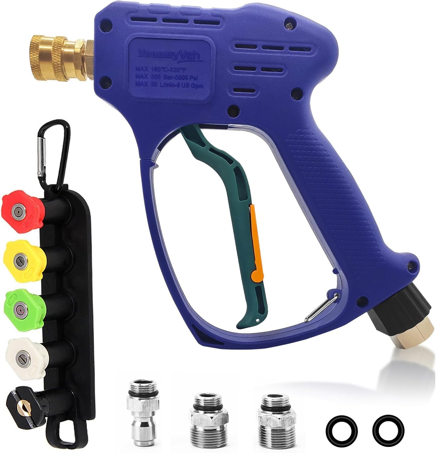 High Pressure Washer Gun with Swivel 3/8" Quick Connect and M22 14mm / 15mm Fitt