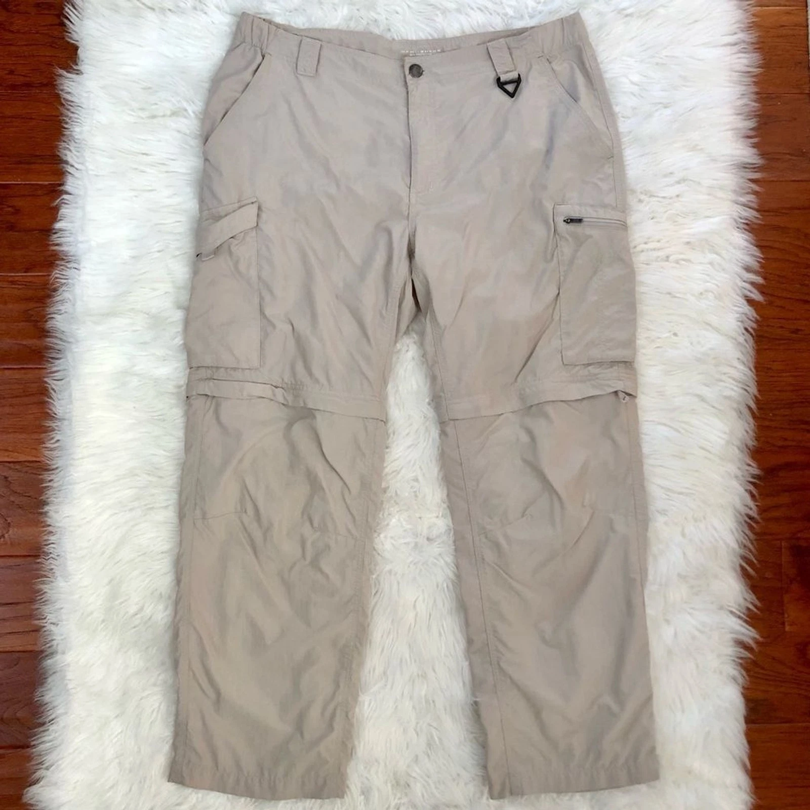 Columbia PFG Convertible Pants Shorts Men's 38x30 Beige Ripstop Nylon Fishing