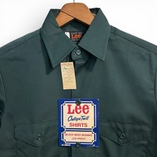 Vintage 1970s Lee Chetopa NOS work shirt twill long sleeve Green Sz M Deadstock