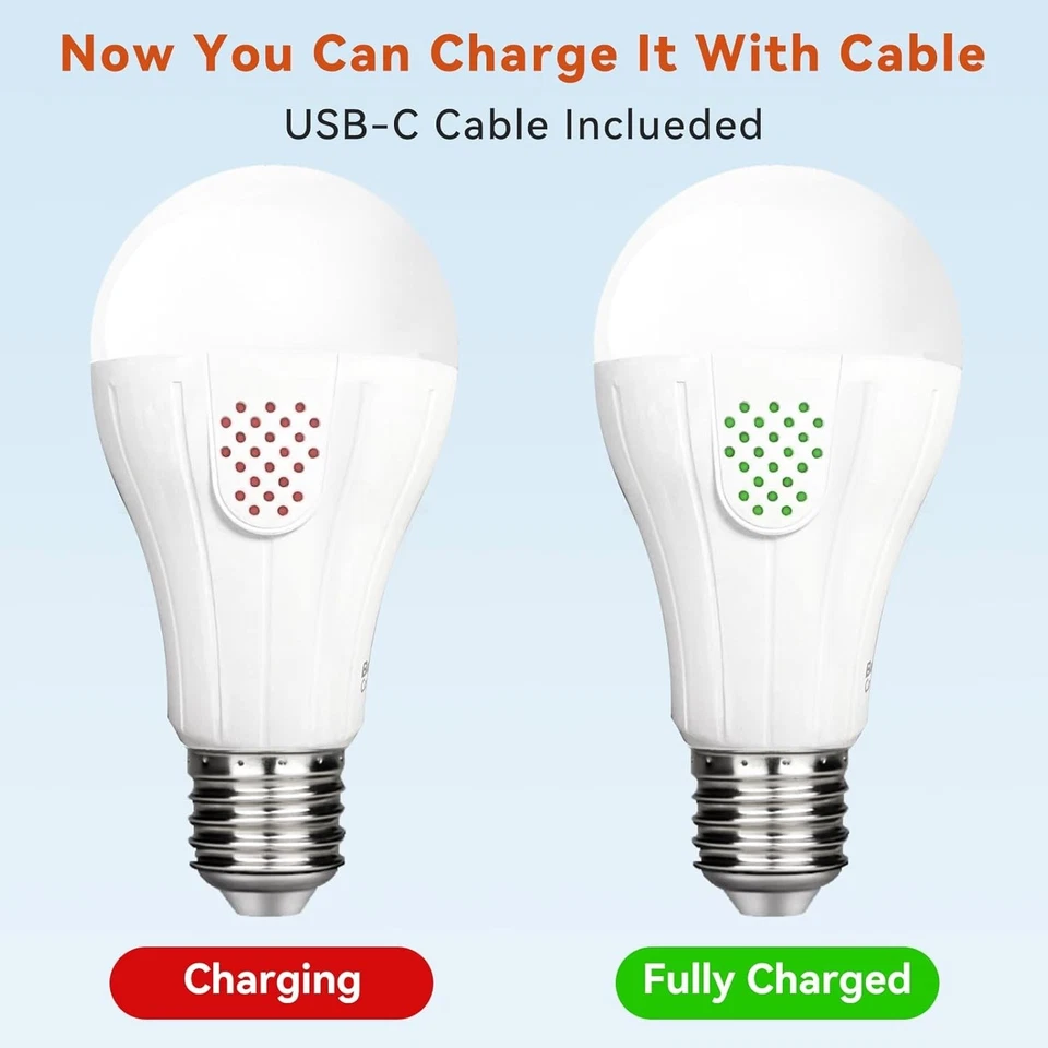 Neporal Rechargeable LED Bulbs 15W – Remote, 3-Color, USB, 2-Pack Emergency - Image 4 of 4