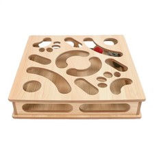 Cat Scratch Puzzle Enrichment Box, Wood Cat Nail File Box with Balls Inside