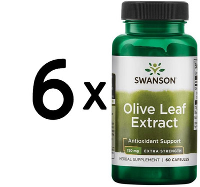 6 x Swanson Olive Leaf Extract, 750mg Super Strength - 60 caps (333,10 EUR/kg)