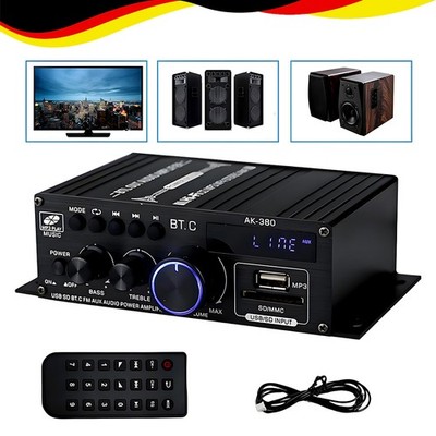 12V Verstärker Stereo Amplifier HIFI Digital Bluetooth FM USB Vollverstärker DHL