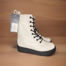 Art Class White/Black Lace-Up Combat Boots Side Zip Girls US 1