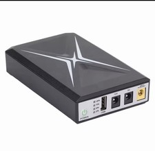 Mini UPS Backup Power Supply, Desktop, USB Charging, 12V/9V, Universal, Black