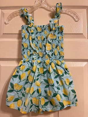 Janie and Jack Smocked Lemon Short Romper Size