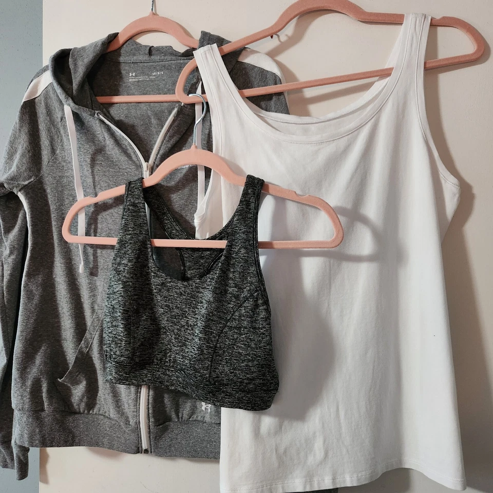 Lote (3) Under Armour Sudadera con Capucha Cremallera Lg Pendelton Camiseta sin Mangas L Tek Gear Sujetador Deportivo Lg Foto 3 de 4