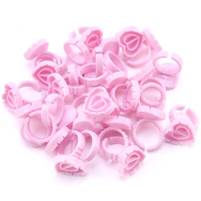 25 Stück Wimpernkleber Halter Pfropfung Wimpern Quick Blossom Ring Cup Pink UK