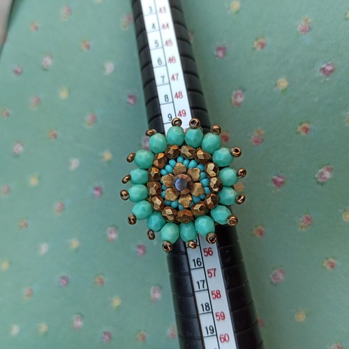 Michal Negrin Chunky Ring Turquoise Bead Cluster Flowers Crystal Gift Box New - Picture 11 of 17